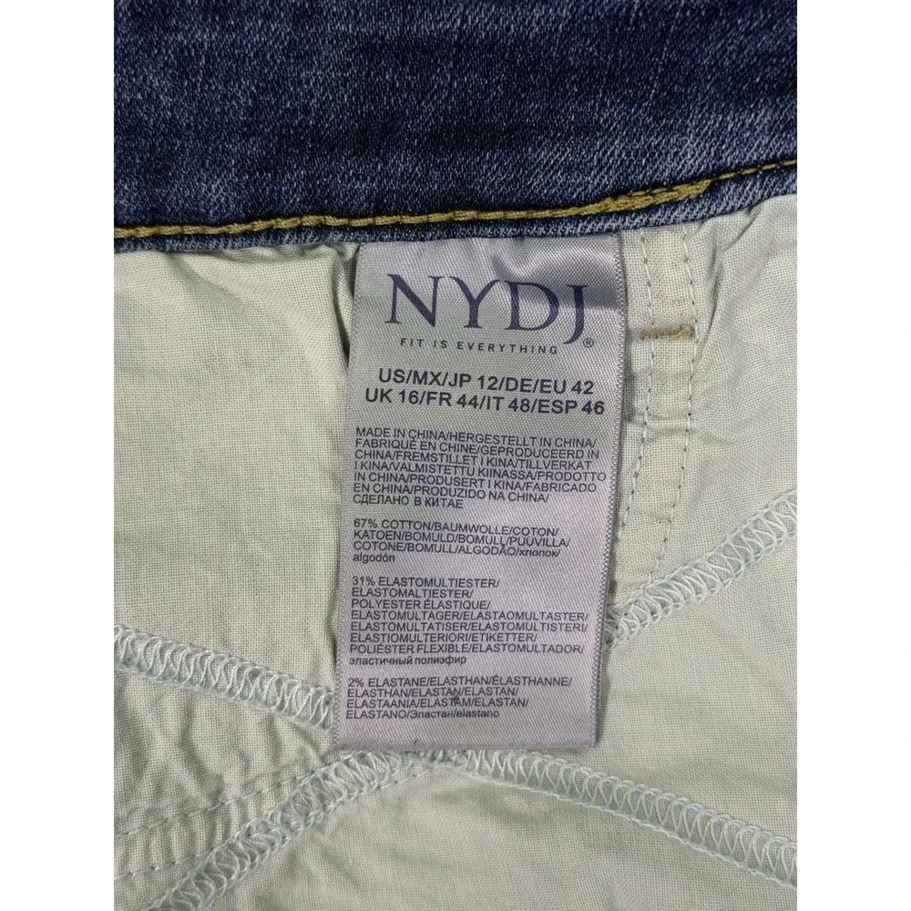 NYDJ Jeans Womens 12 Blue Medium Wash Marilyn Straight‎ High Rise Lift Tuck